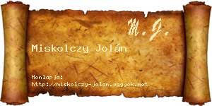 Miskolczy Jolán névjegykártya
